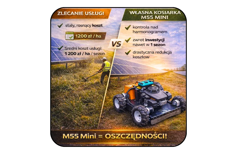 4. Profesjonalne koszenie farm PV przy pomocy kosiarki sterowanej zdalnie — dlaczego jest tak opłacalne?